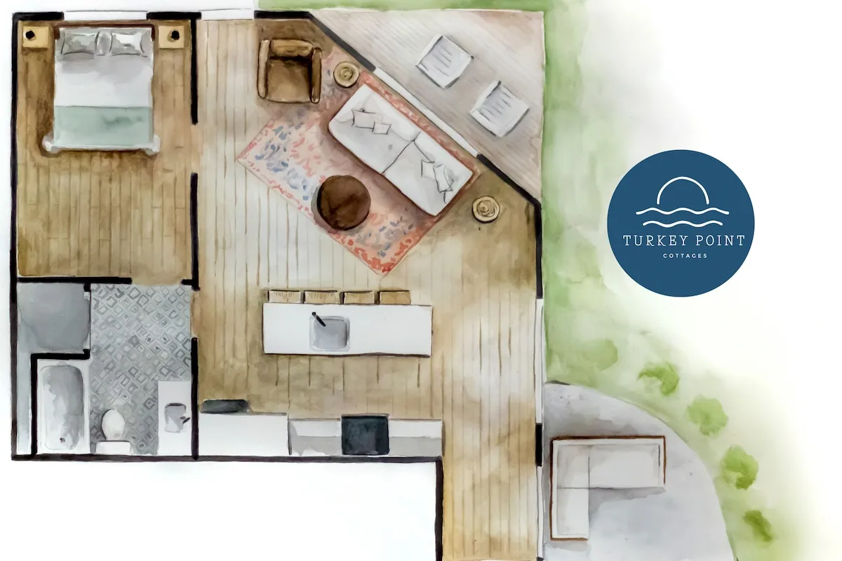 Floor plan of Tiki cottage